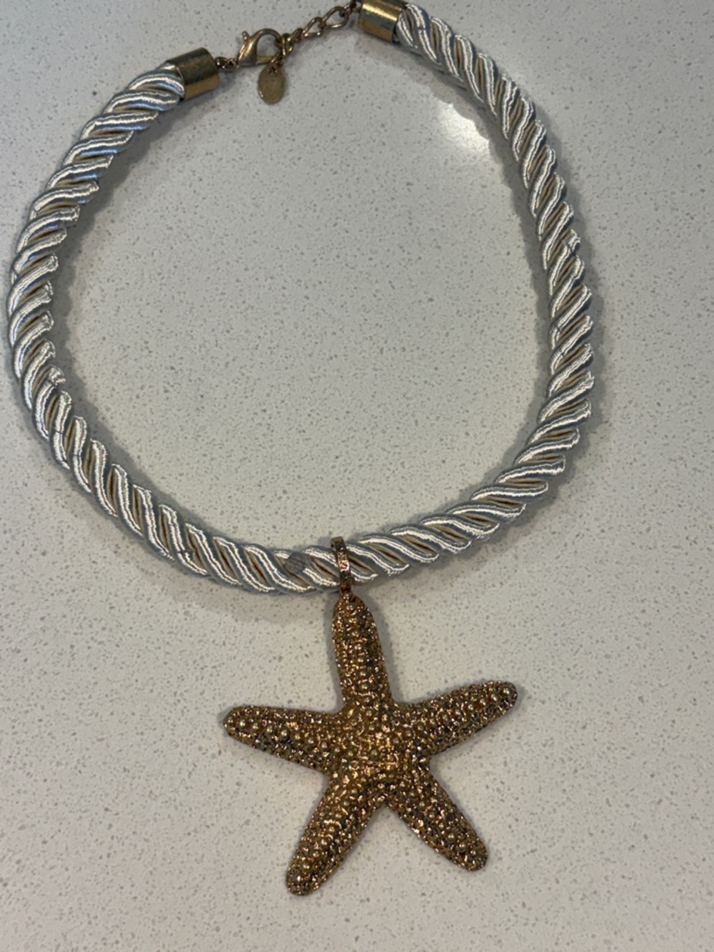 Zara Gold Starfish Pendant on Cream Twisted Cord - Picture 4 of 12